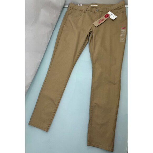 Levis 711 Skinny Women's Jeans Size 16 M 33X30 Beige Mid Rise Soft Touch Stretch - Picture 1 of 16